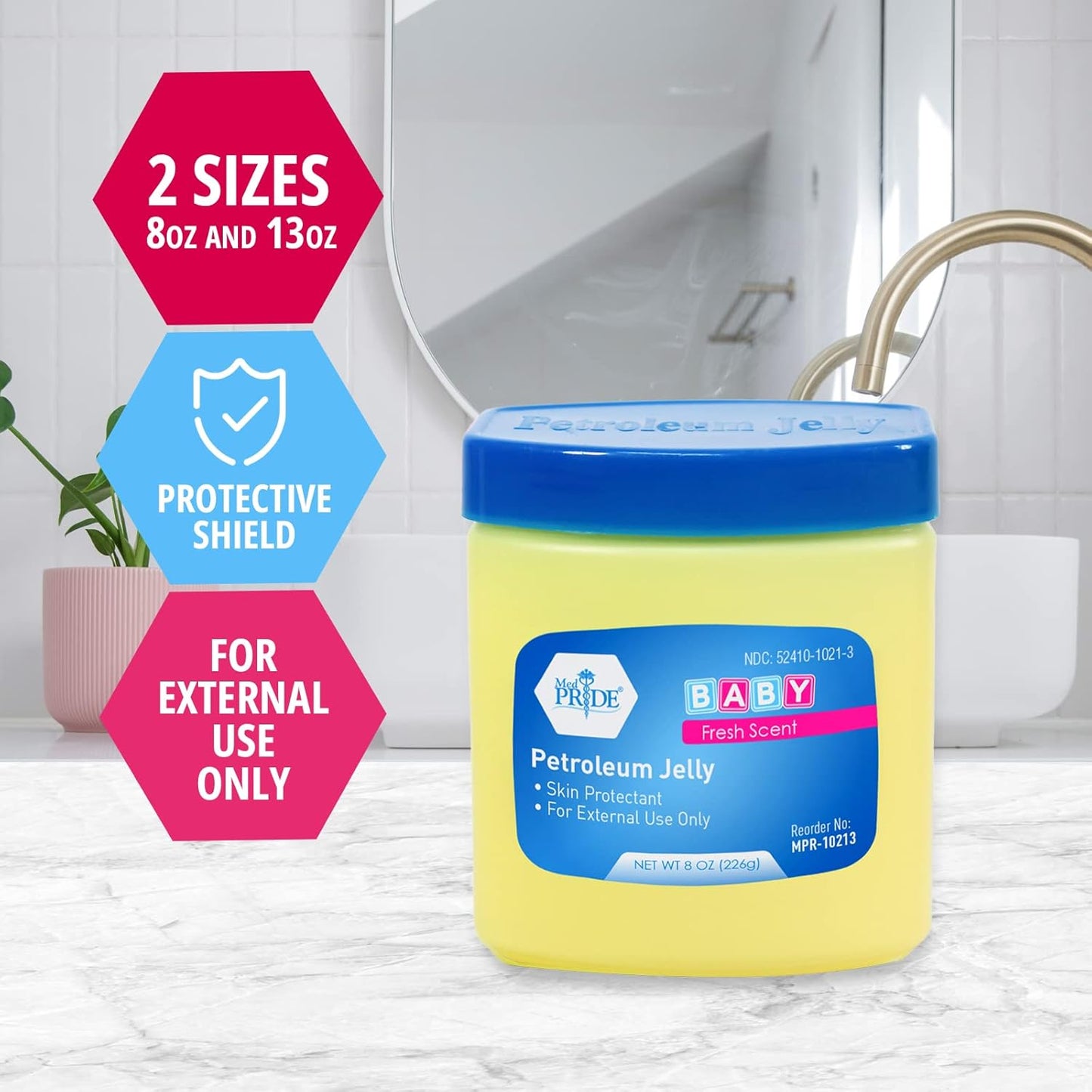 MedPride Petroleum Jelly With Fresh Baby Scent - Blue - 8 oz - 24/cs.