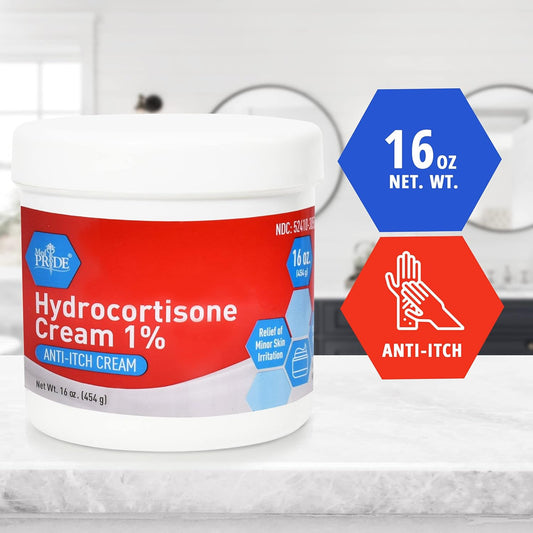 MedPride 1% Hydrocortisone Cream Maximum Strength Anti Itch Cream - 16oz. Jars - 24/cs.