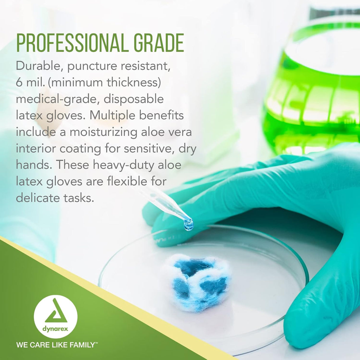 Dynarex AloeTex Latex Gloves w/ Aloe - 100ea/bx, 10bxs/cs (1000 Count)