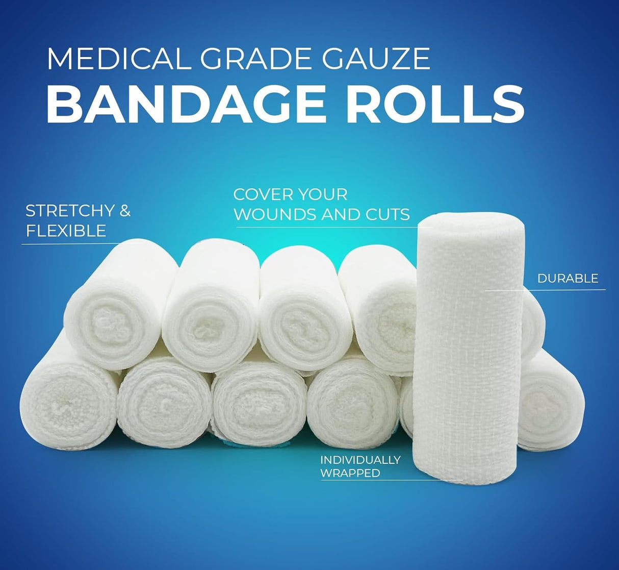 MedPride Conforming Stretch Gauze Bandage Roll - Non-Sterile - 6"x4.1 yd - 6 Rolls, Case of 8 (48 Count)