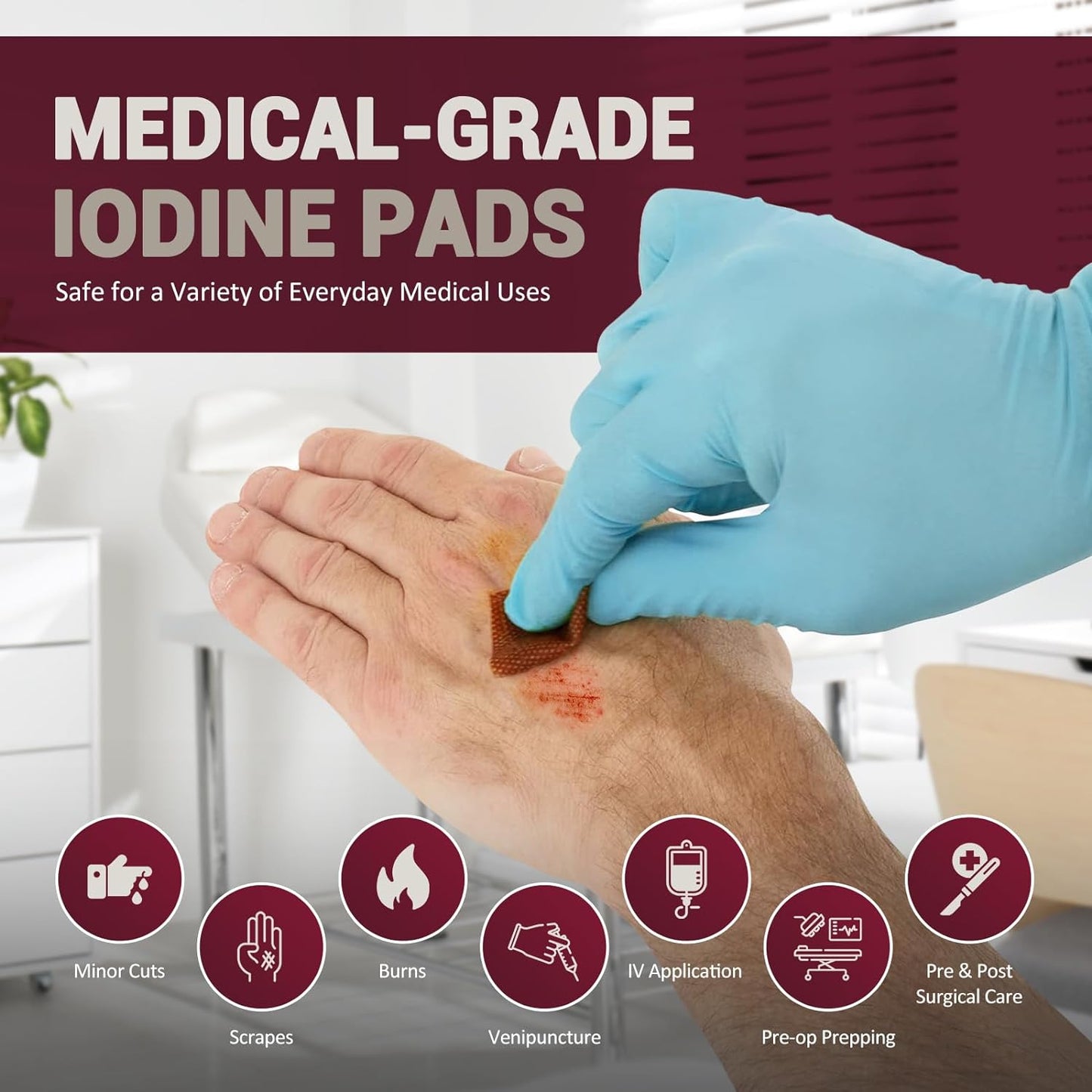 MedPride Povidone Iodine Prep Pads - Medium - 100/box, Case of 10 (1000 count)