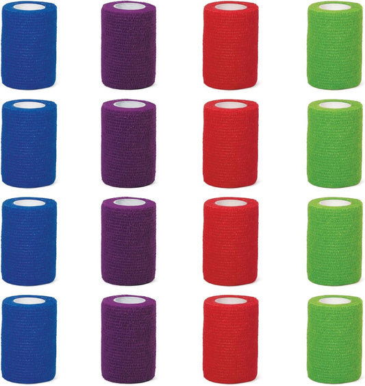 Medpride Self-Adherent Wrap, 3"x5" yds. - Rainbow - Latex Free - 16 rolls/Box, Case of 16 (256 Count)