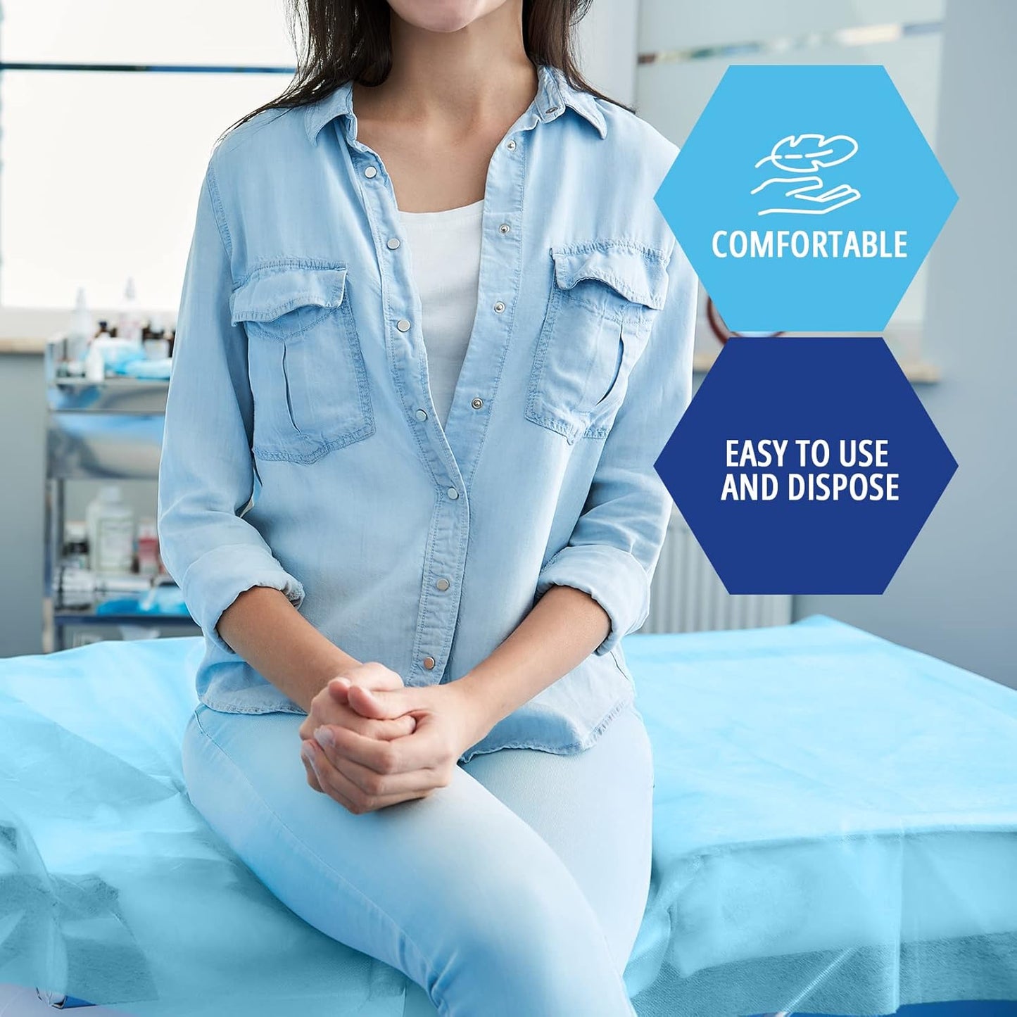 MedPride 2-Ply Hospital Drape Disposable Sheets Leakproof Paper Sheet Table Cover, Blue, 40"x60" T/T 25-Pack, Case of 4 (100 Count)