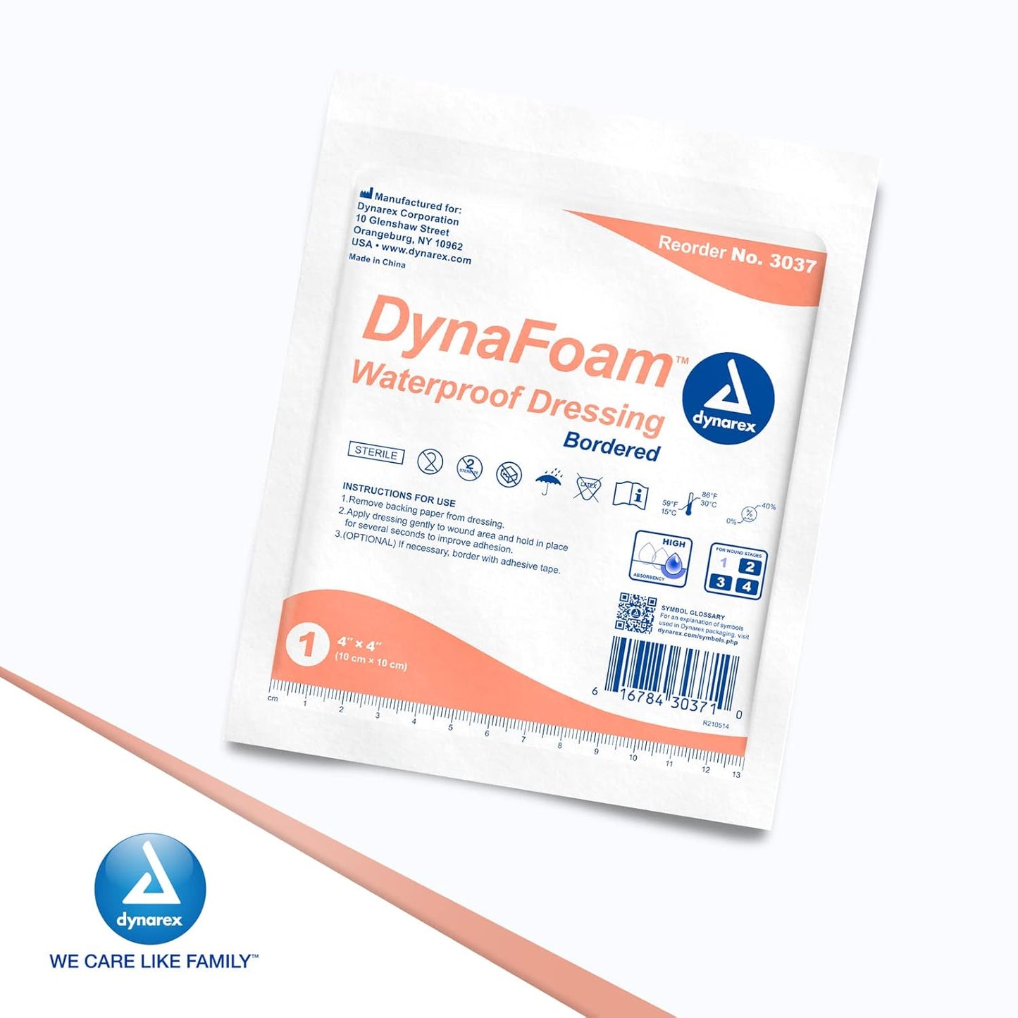 Dynarex DynaFoam - Waterproof Bordered Foam 10ea/bx, 12bxs/cs (1200 Count)