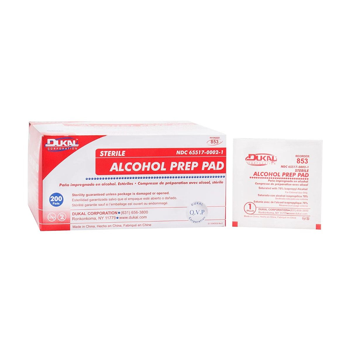 Dukal Alcohol Prep Pads 200Box/20 Case (4000 Count)
