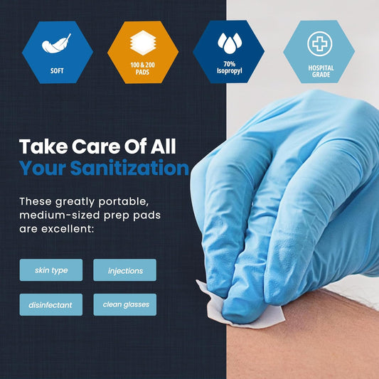 MedPride Sterile Alcohol Prep Pads - Large - 100 pads, Case of 10 ( 1000 count)