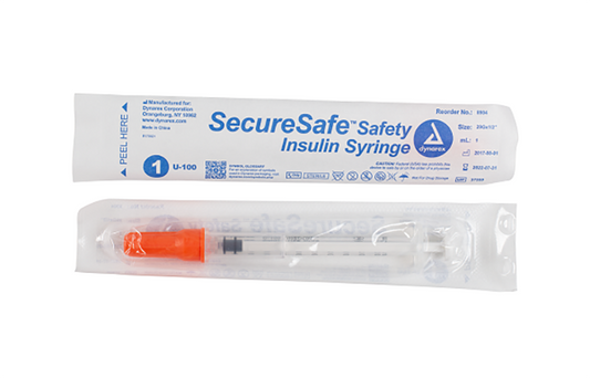 Dynarex SecureSafe Safety Insulin Syringes (500 Count)