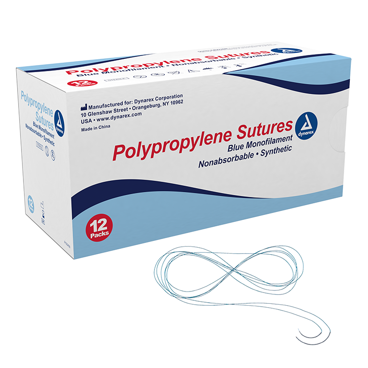 Dynarex Polypropylene Sutures-Non Absorbable - Synthetic (12 Count)