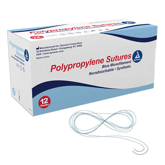 Dynarex Polypropylene Sutures-Non Absorbable - Synthetic (12 Count)