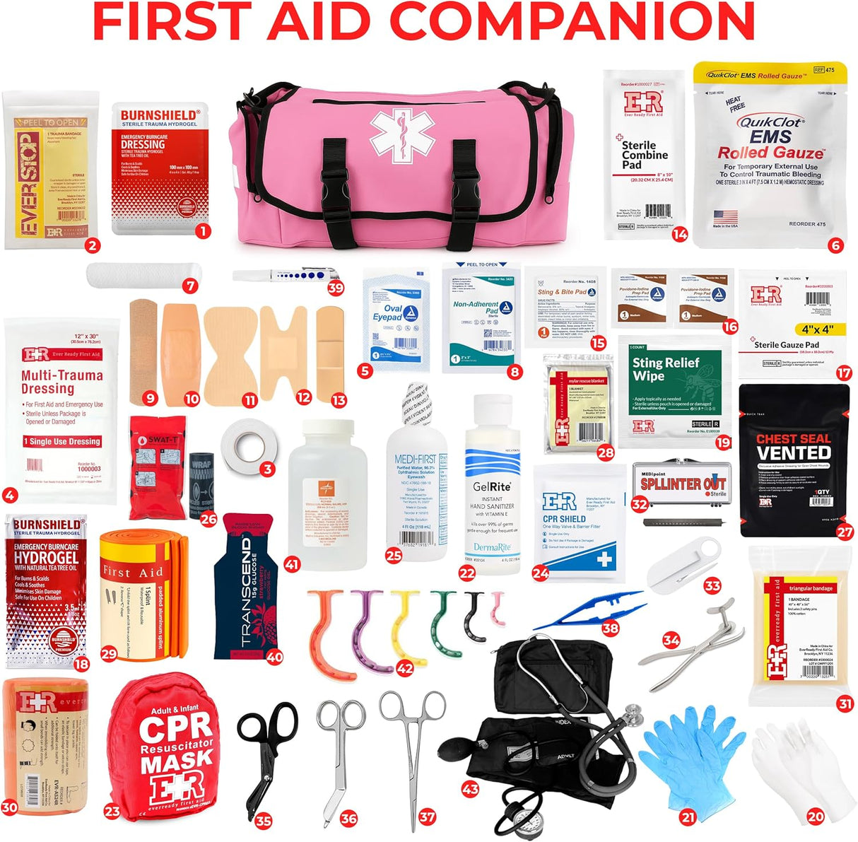 Deluxe EMT Trauma Kit - Fully Stocked First Responder Bag