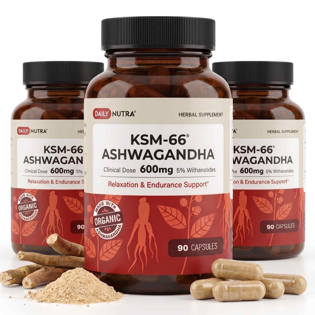 Daily Nutra KSM-66 Ashwagandha 600mg Capsules – Stress Relief & Relaxation