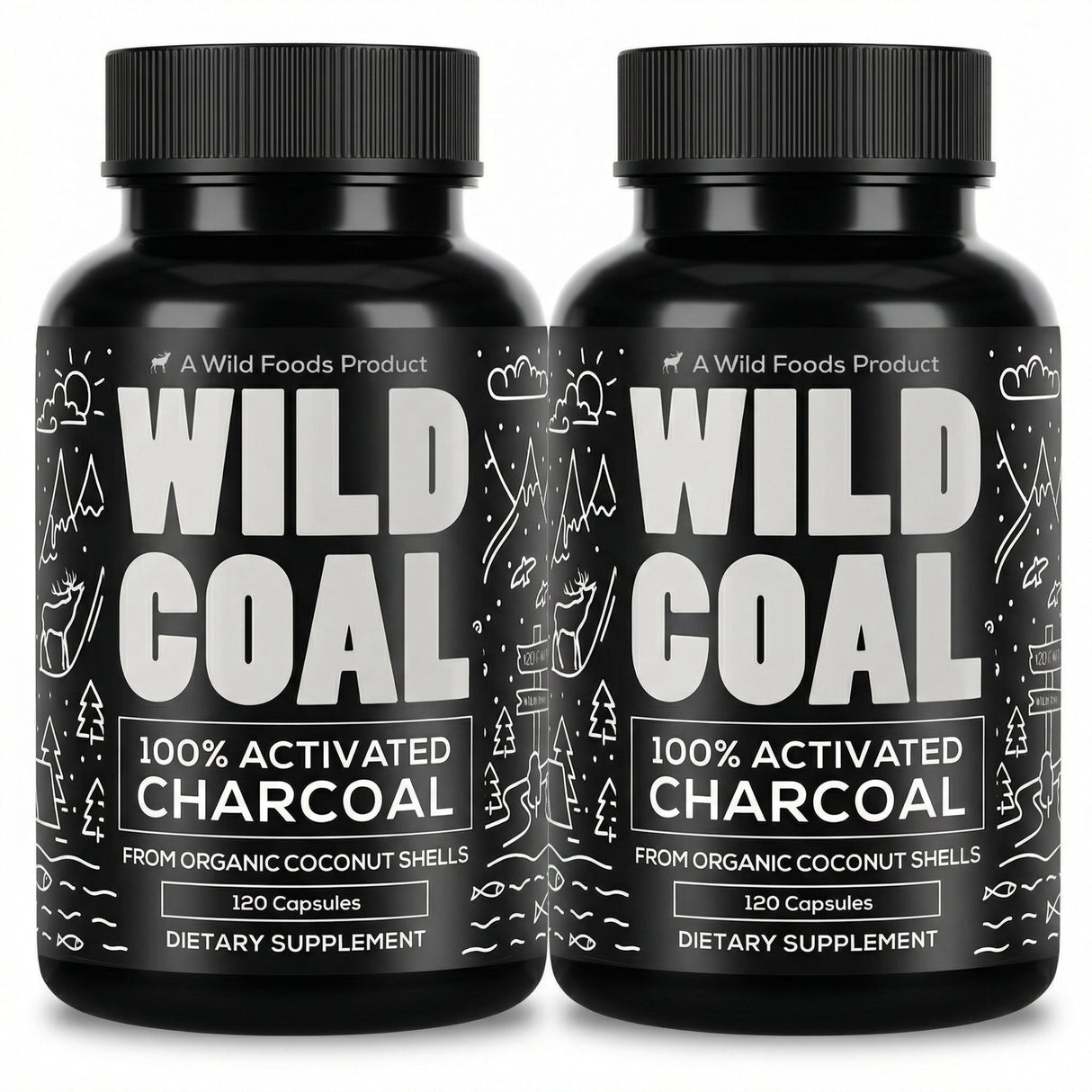 Activated Charcoal Capsules, 60 servings - Made from 100% Organic Coconuts