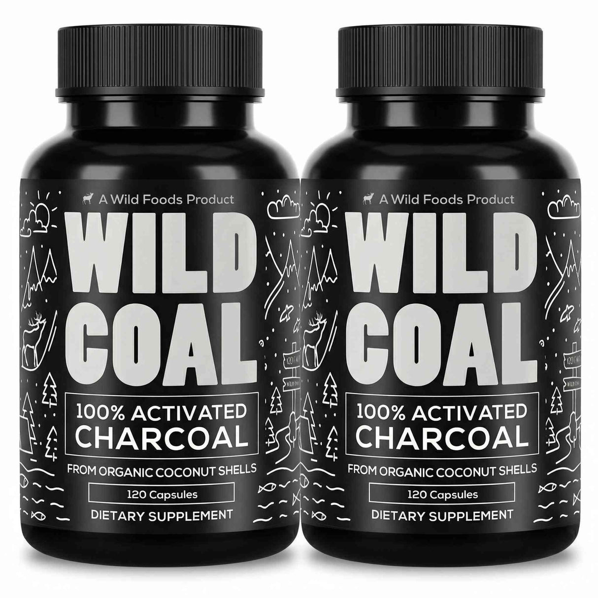 Activated Charcoal Capsules, 60 servings - Made from 100% Organic Coconuts