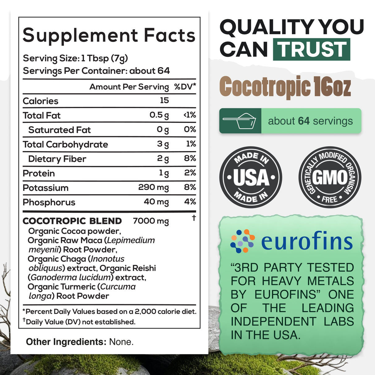CocoTropic, 32 servings – Organic Mushroom Mix for Energy & Focus