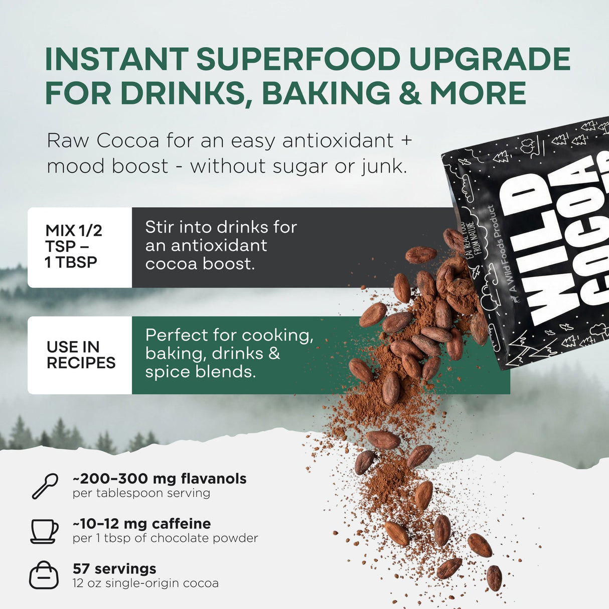 Cocoa Powder, 57 servings - Single-Origin Antioxidant
