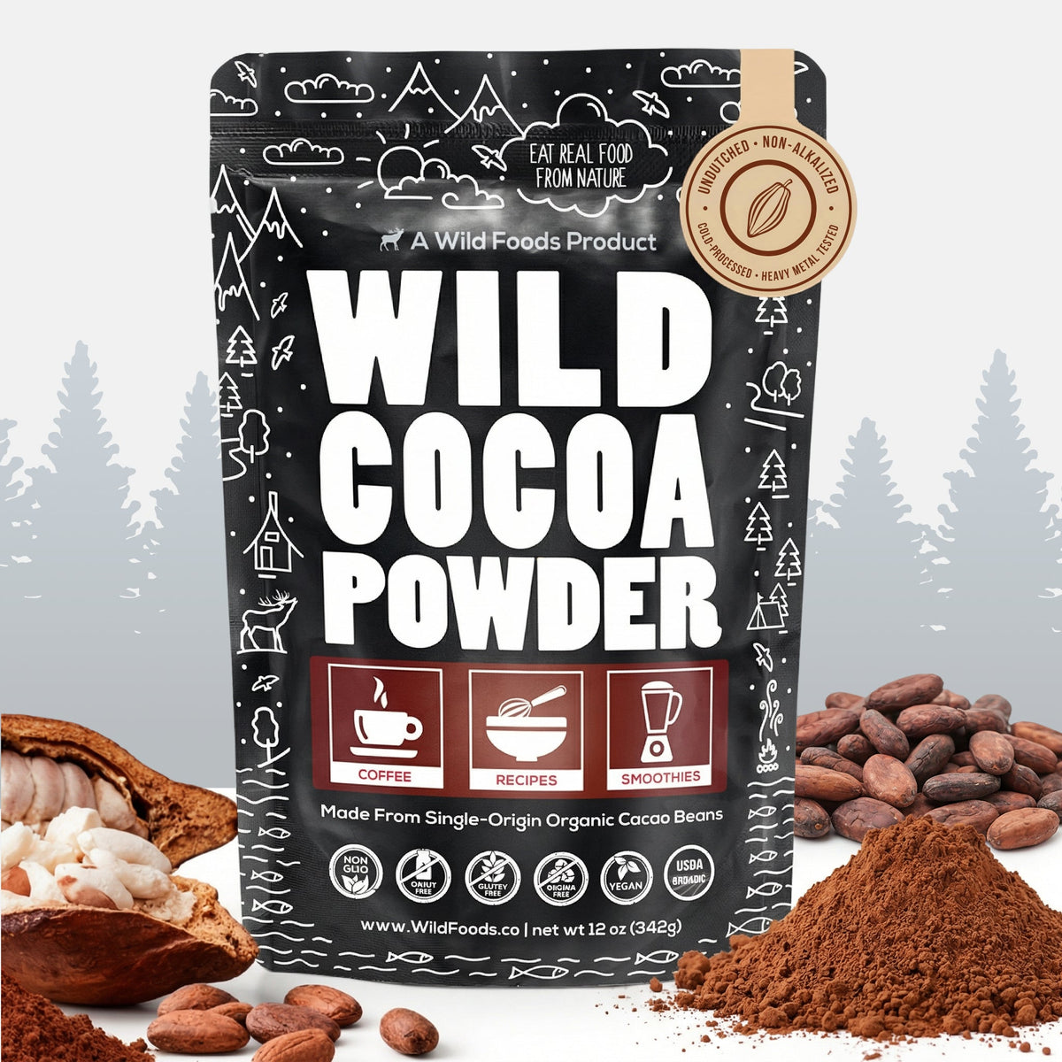 Cocoa Powder, 57 servings - Single-Origin Antioxidant