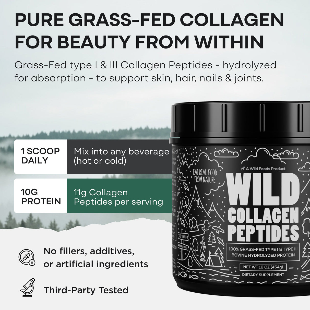 Grass-Fed Collagen Peptides, 41 servings – Skin, Hair & Joint Support Collagen