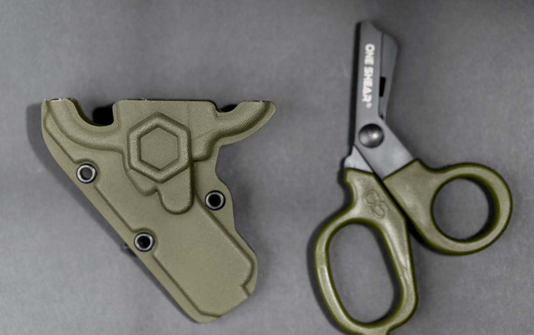 Olive Drab MINI Compact EMT and First Responders Rescue Shears Kydex Holder | ONE SHEAR®