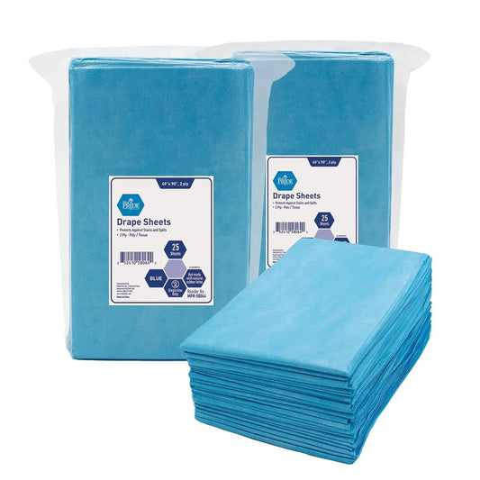 MedPride 2-Ply Hospital Drape Disposable Sheets Leakproof Paper Sheet Table Cover, Blue, 25-Pack, Case of 4 (100 Count)