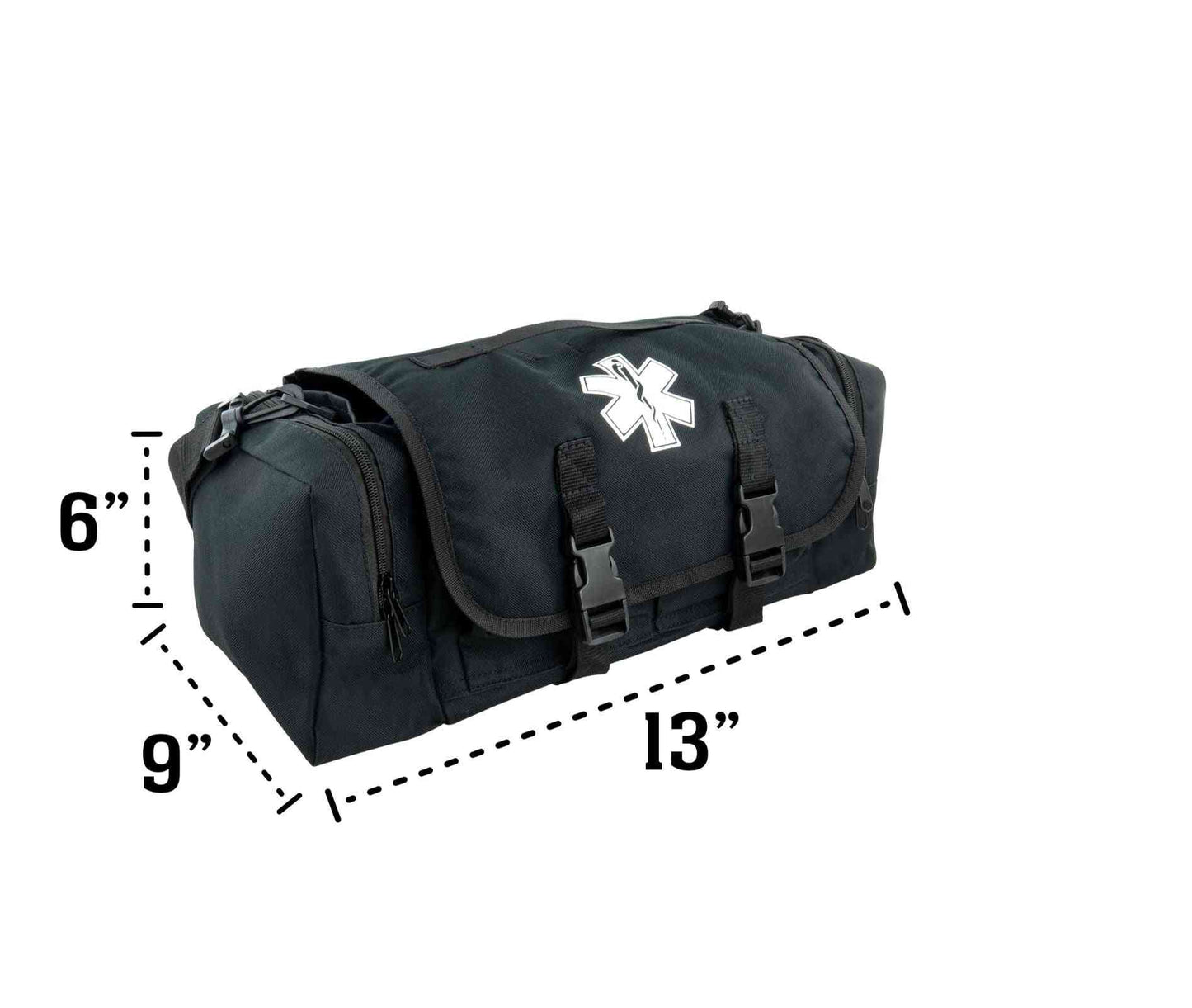 LINE2design First Aid Responder Emergency Star of Life Logo Medical EMS Bag with Zippered Pockets & Shoulder Straps