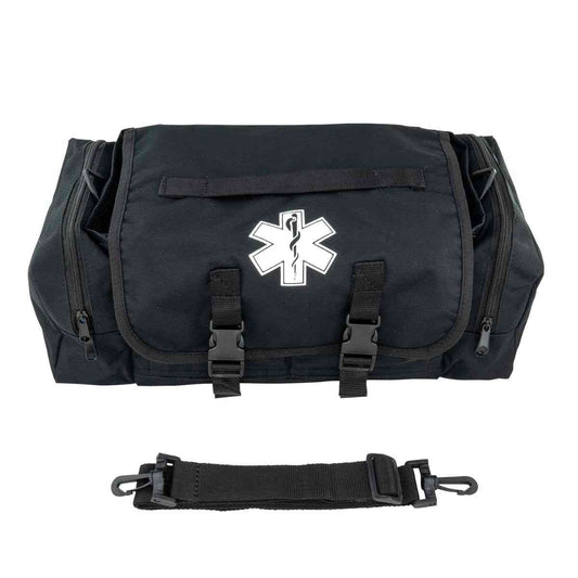LINE2design First Aid Responder Emergency Star of Life Logo Medical EMS Bag with Zippered Pockets & Shoulder Straps