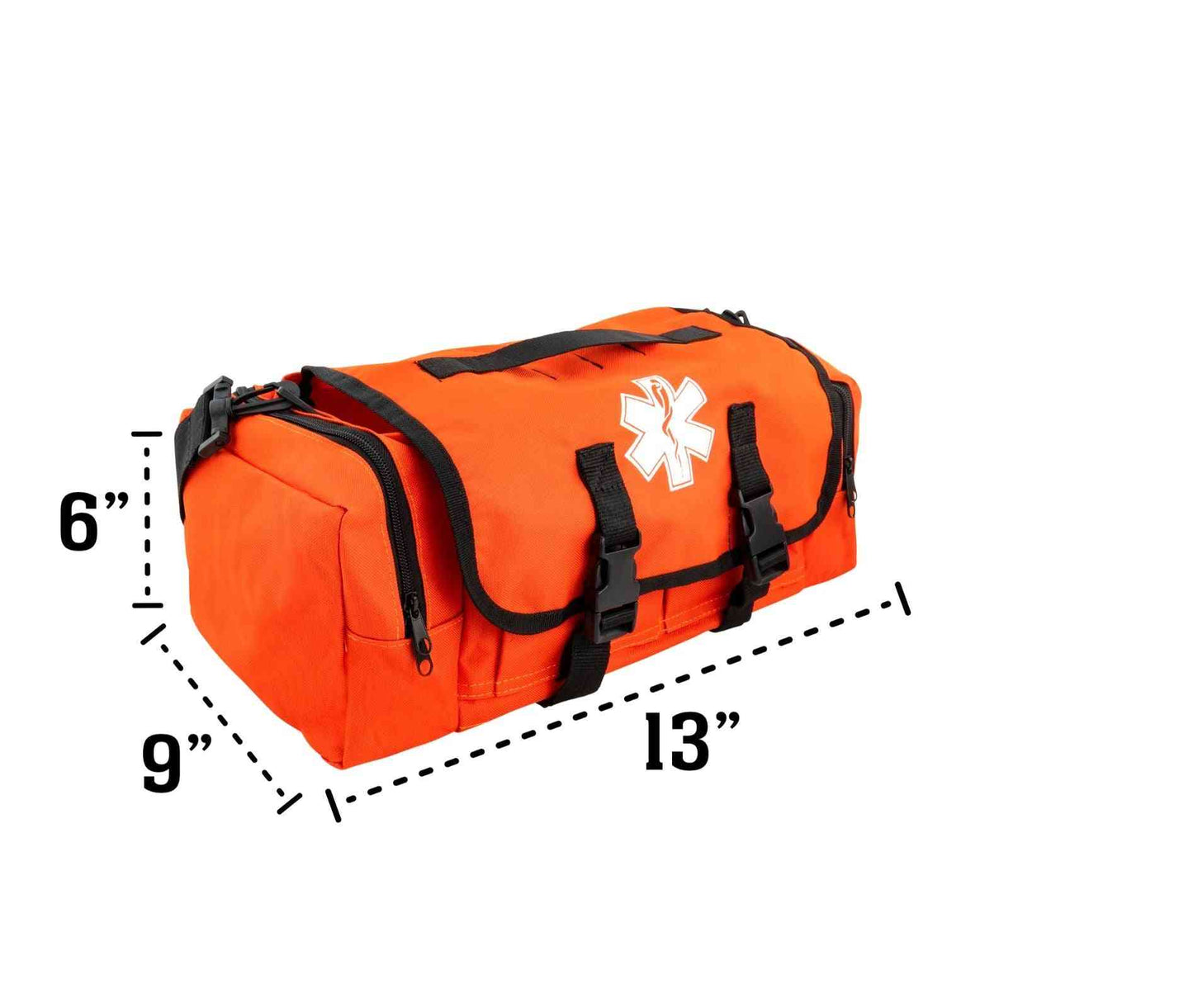 LINE2design First Aid Responder Emergency Star of Life Logo Medical EMS Bag with Zippered Pockets & Shoulder Straps