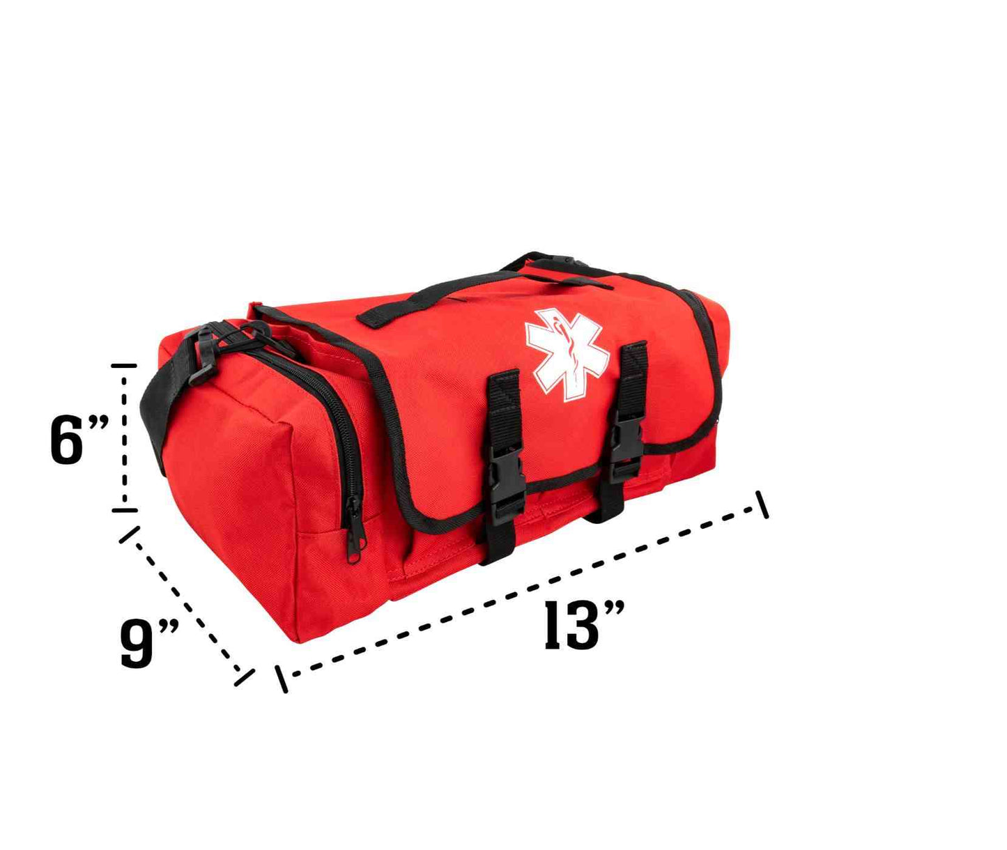 LINE2design First Aid Responder Emergency Star of Life Logo Medical EMS Bag with Zippered Pockets & Shoulder Straps
