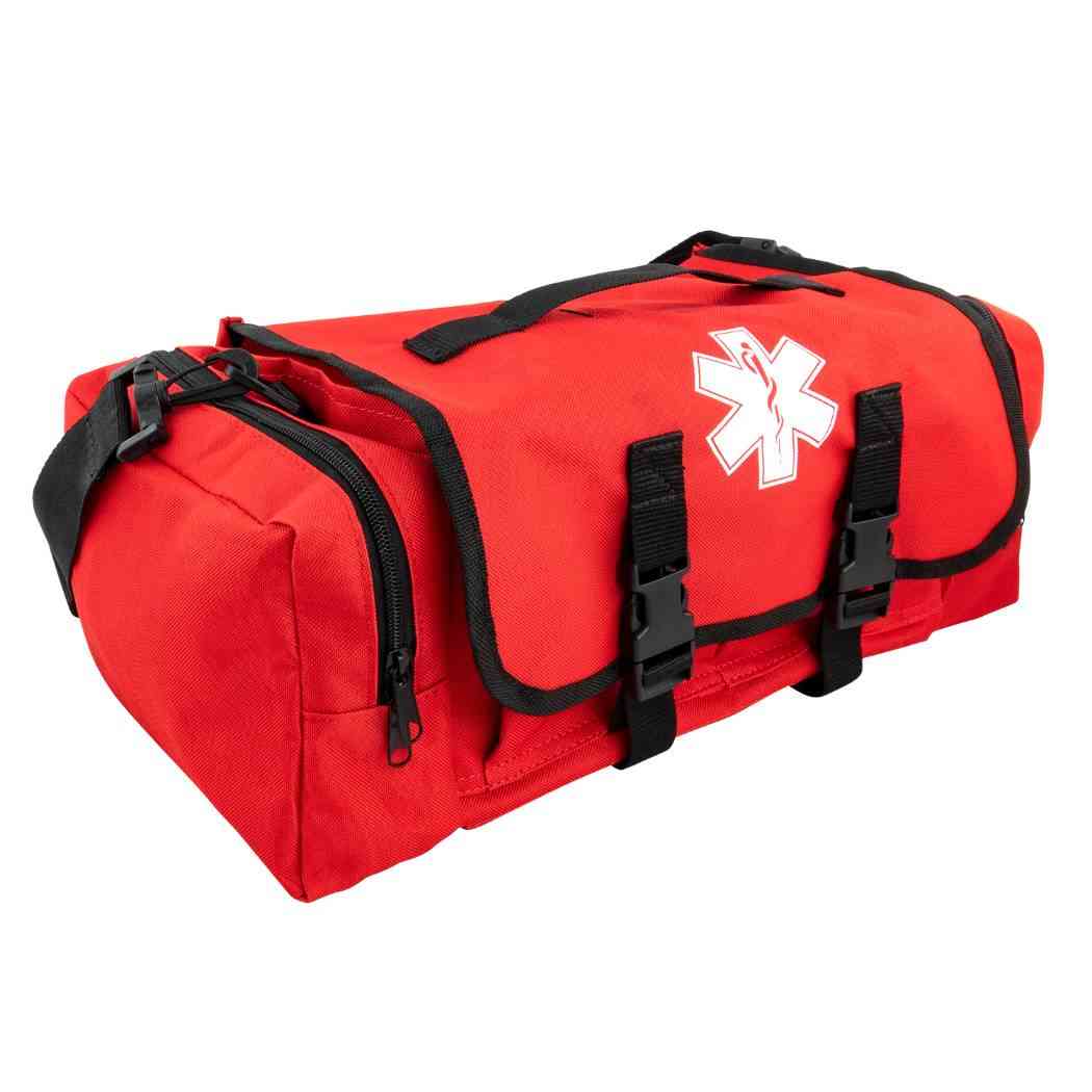 LINE2design First Aid Responder Emergency Star of Life Logo Medical EMS Bag with Zippered Pockets & Shoulder Straps
