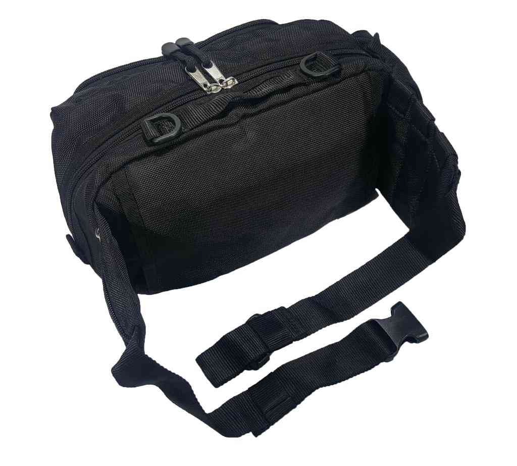 LINE2design Deluxe First Aid Nylon Star of Life Logo Fanny Pack EMT Paramedic Bag With Internal Pockets - Black
