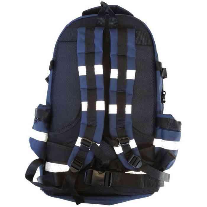 LINE2design First Responder Backpack Emergency EMS Medical Empty Trauma Bag with Star Of Life Logo Shoulder Straps & Waist Belt - Navy Blue