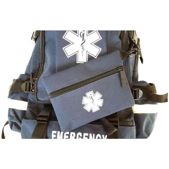 LINE2design First Responder Backpack Emergency EMS Medical Empty Trauma Bag with Star Of Life Logo Shoulder Straps & Waist Belt - Navy Blue
