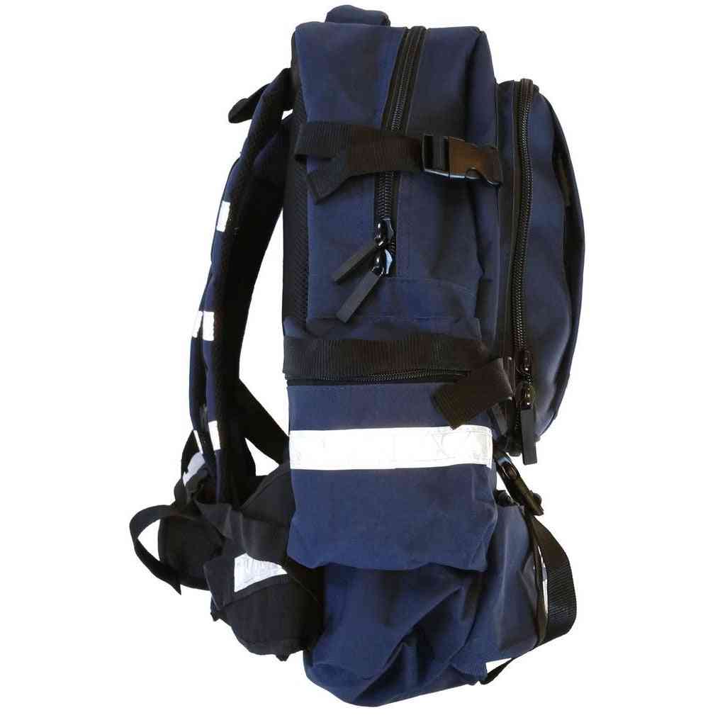 LINE2design First Responder Backpack Emergency EMS Medical Empty Trauma Bag with Star Of Life Logo Shoulder Straps & Waist Belt - Navy Blue