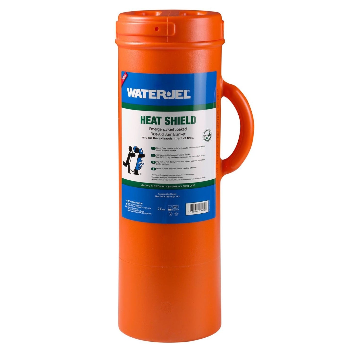 Water Jel First Responder Fire Blanket (Heat Shield) in orange canister - 8" x 6" (4 Blankets/Case)