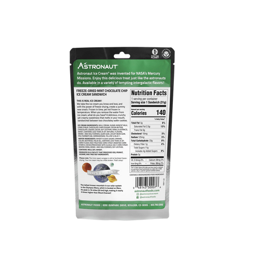 Astronaut Mint Choc Chip Ice Cream, Freeze Dried
