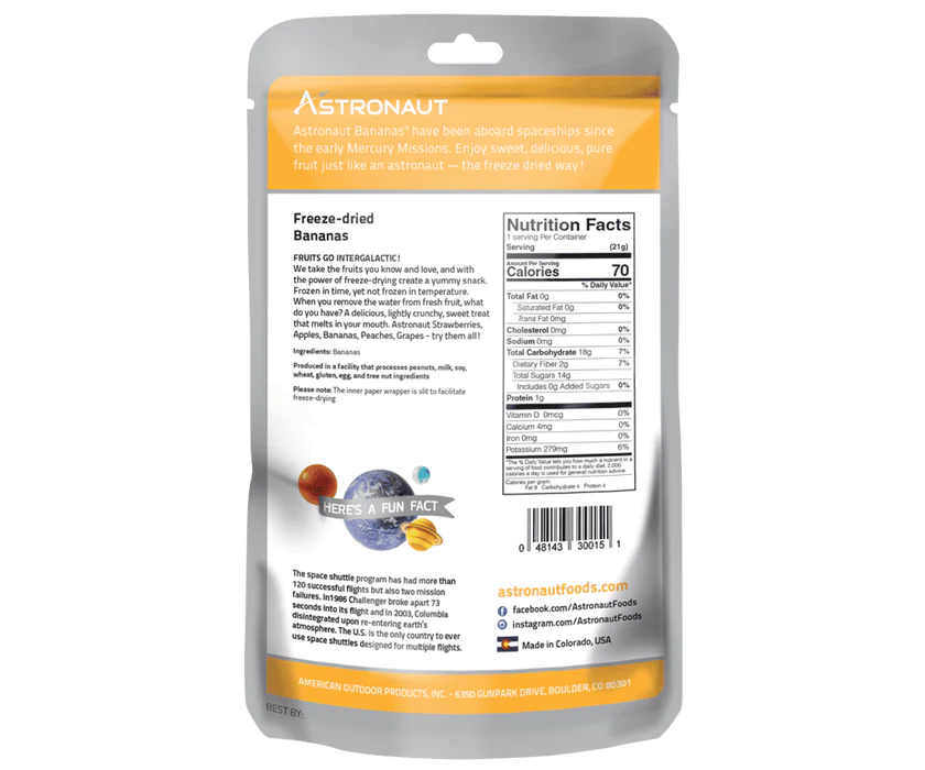 Astronaut Freeze Dried Fruit, Bananas