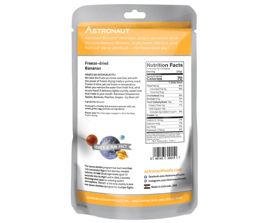 Astronaut Freeze Dried Fruit, Bananas