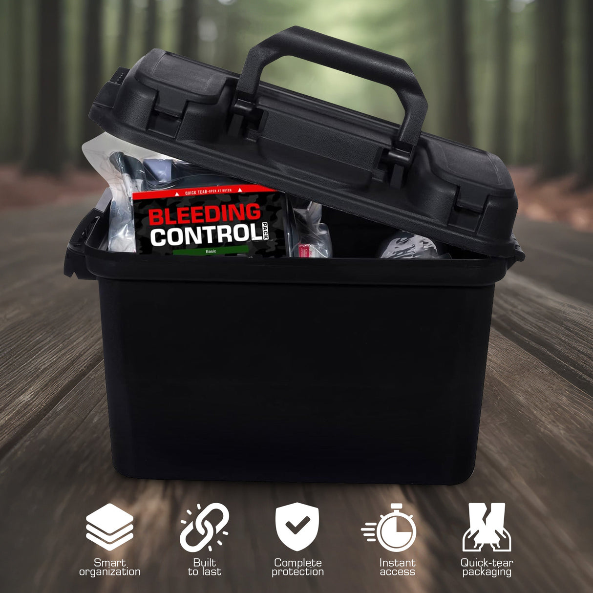 Bleeding Control Kit - 4 Vacuum Sealed Kits in Plastic Case