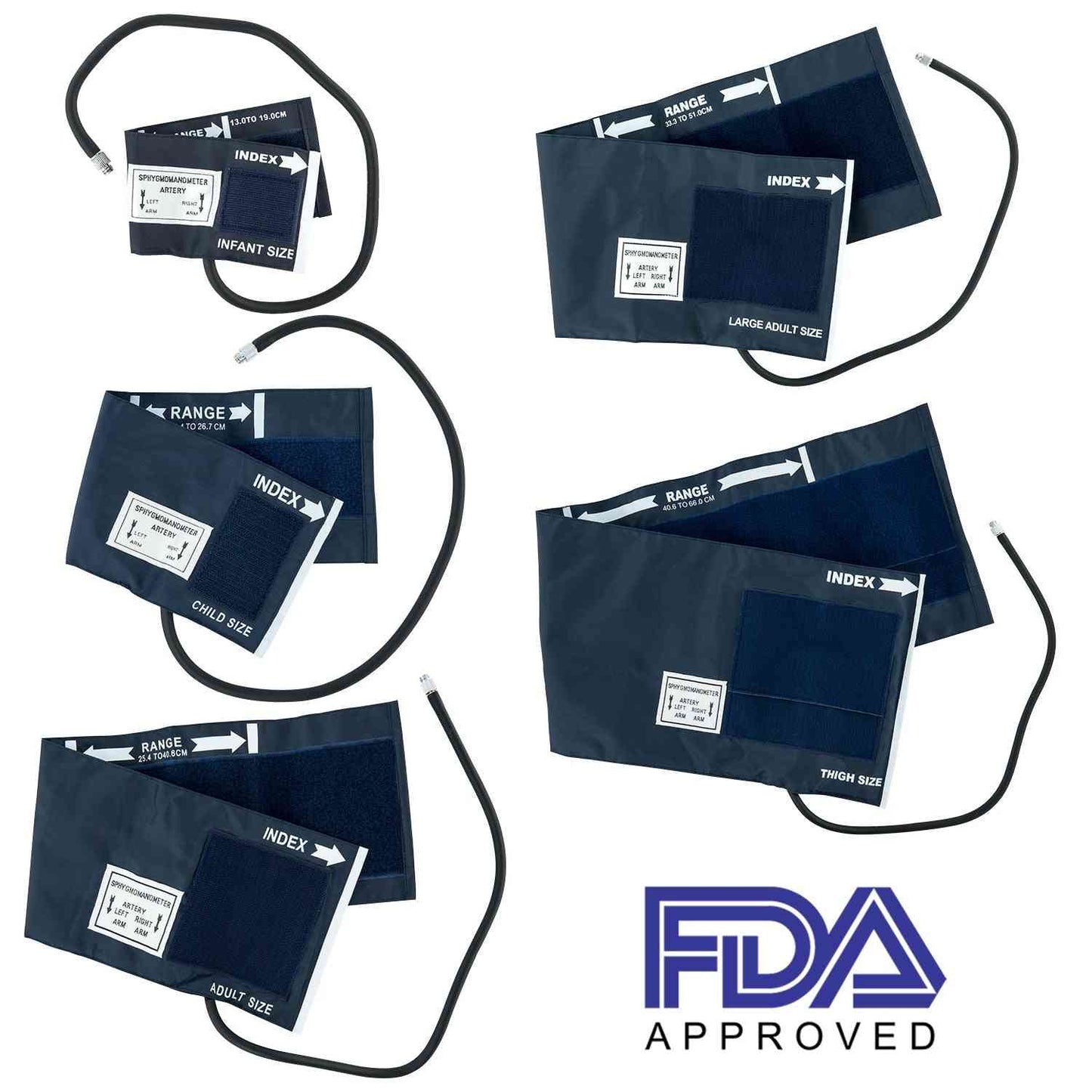 Blood Pressure Multi-Cuff Kit 5 with Extra Large High Contrast Gauge & Stethoscope