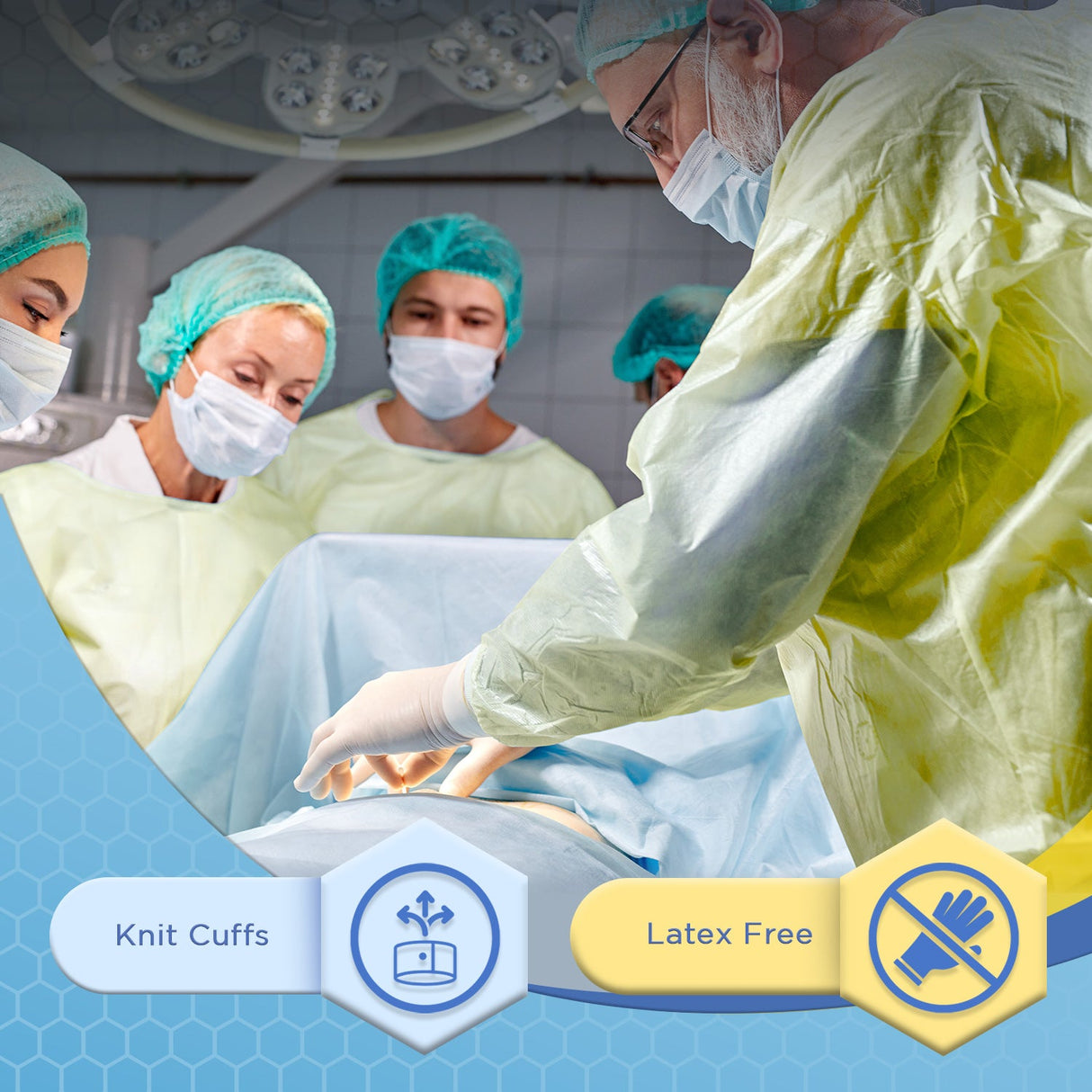 Pallet Disposable Isolation Gowns with Knit Cuffs - 30 Cases (3,000 Gowns) Universal Size Level 2 SMS - Yellow