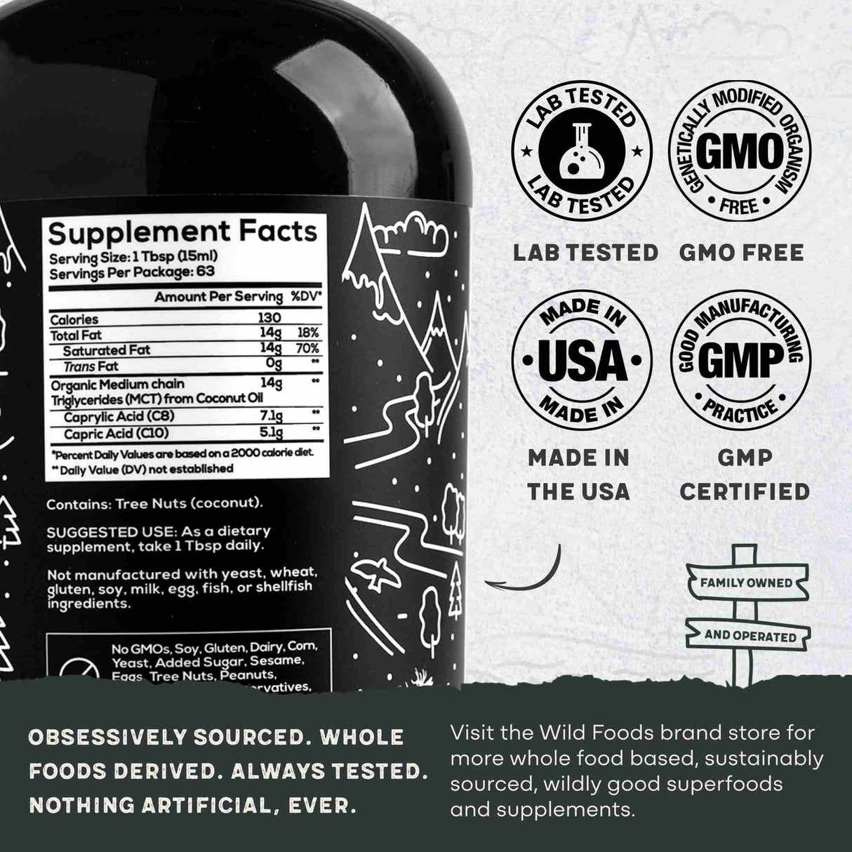 Wild MCT Oil – 100% Coconut-Sourced Brain & Body Fuel, 63 Servings