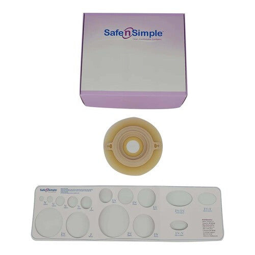 Safe N Simple 2-Piece Wafer Extended Wear Convex with Tape Collar Beige 57mm 2 1/4" Flange, Pre Cut Stoma Opening (40 Count)