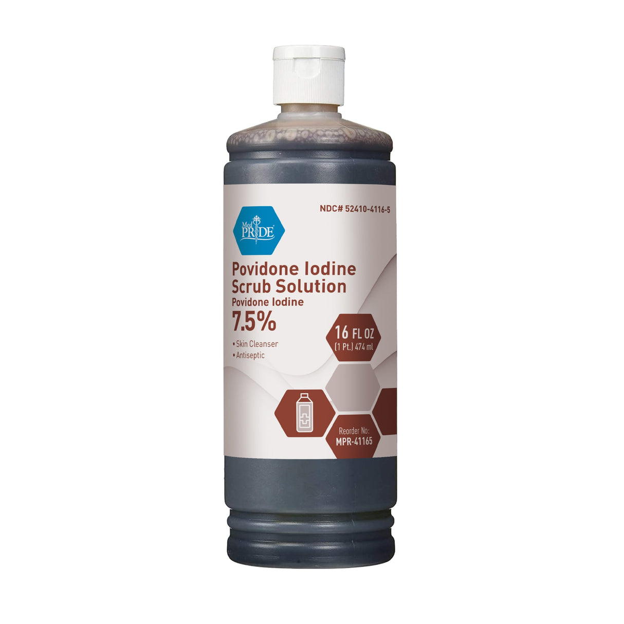 MedPride Povidone Iodine Scrub Solution - 16oz. - Case of 24