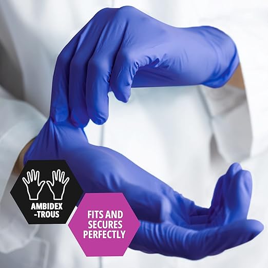 MedPride Nitrile Ice Blue Exam Gloves 4.6 Mil Thick Powder Free Non Sterile - 50 Gloves / Case of 20(1000 count)