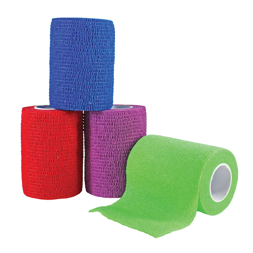 Medpride Self-Adherent Wrap, 3"x5" yds. - Rainbow - Latex Free, 4 colors/Box, Case of 24 (96 Count)