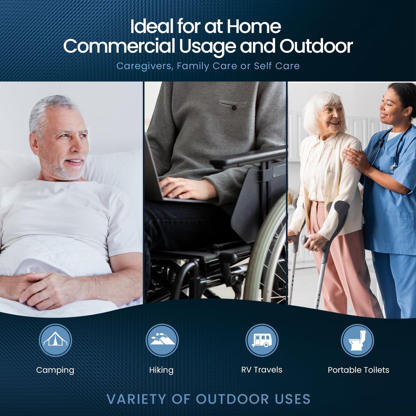 MedPride Disposable Commode Liner Bags with Absorbant Pads, Universal Size, 50 bags and pads / Case of 12 (600 count)