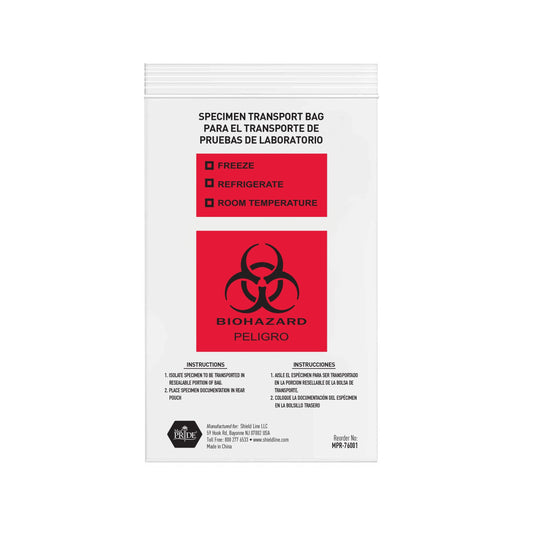 MedPride Biohazard Specimen Transport Bags, 100/pack, Case of 10 (1000 Count)