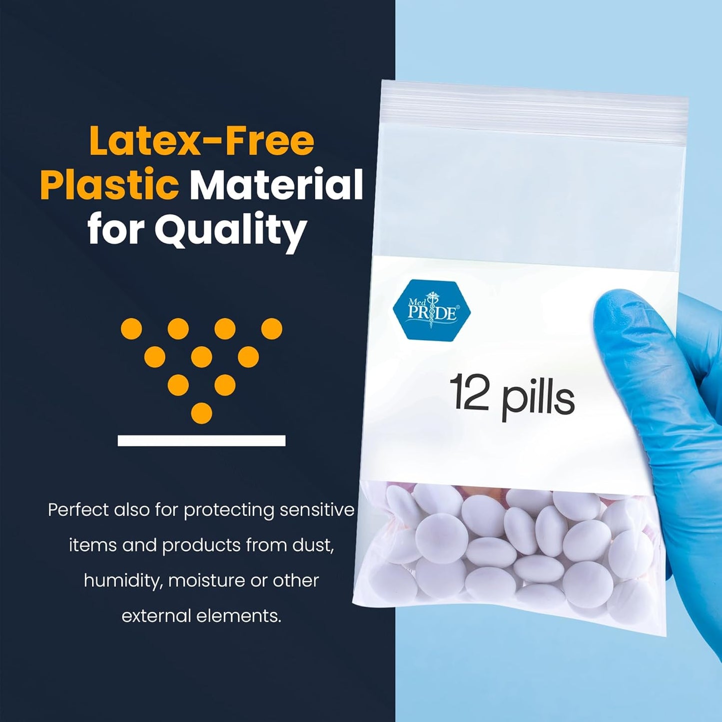 MedPride Reusable Clear Zip Closure Bags, Size 9" x 12", 100 Bags, Case of 10 (1000 count)