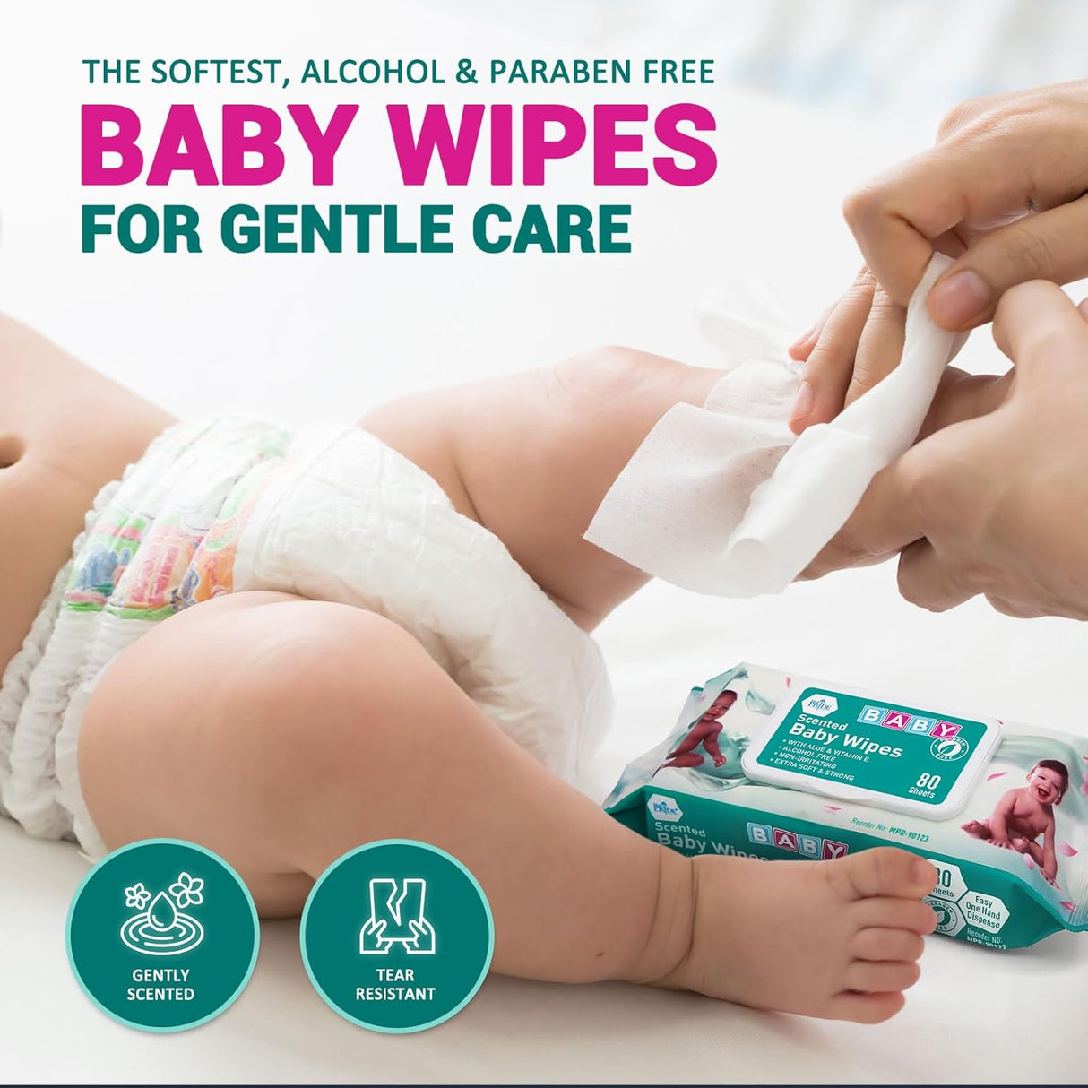 MedPride Baby Wipes, Scented with Aloe Vera and Vitamin E, Blue, 6"x7.5" - 80/Pack, Case of 24 (1920 count)