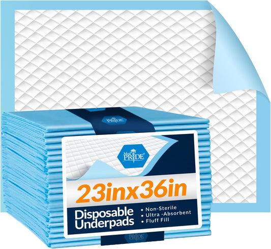 MedPride Disposable Underpads, 23x36 (45 gram) 50/pack, Case of 3 (150 Count)