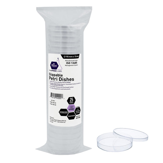 MedPride Slippable Petri Dishes with Lids, Sterile 90mmx15mm - 20 Pack of 25 (500 Count)